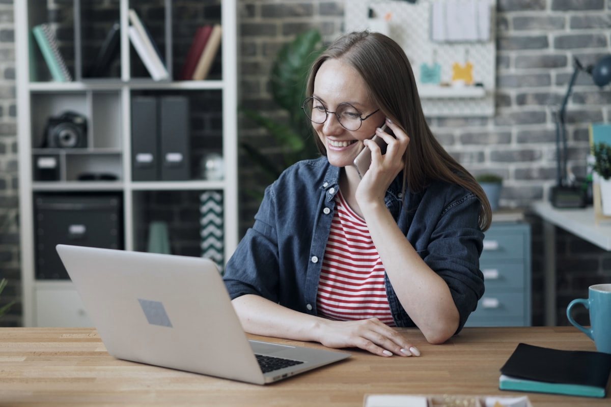 A business owner working at a desk